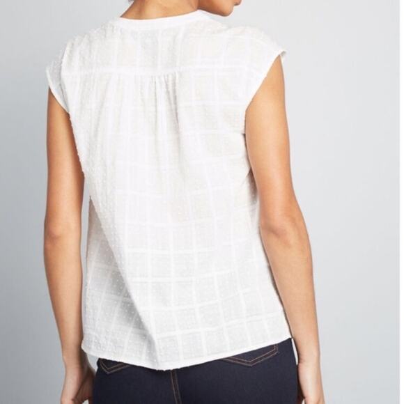 ModCloth Swiss dot window plane white blouse - Picture 2 of 10